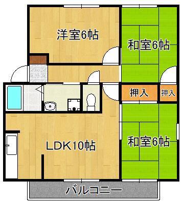 ヴァンヴェール青葉台I B棟(3LDK/2階)の間取り写真