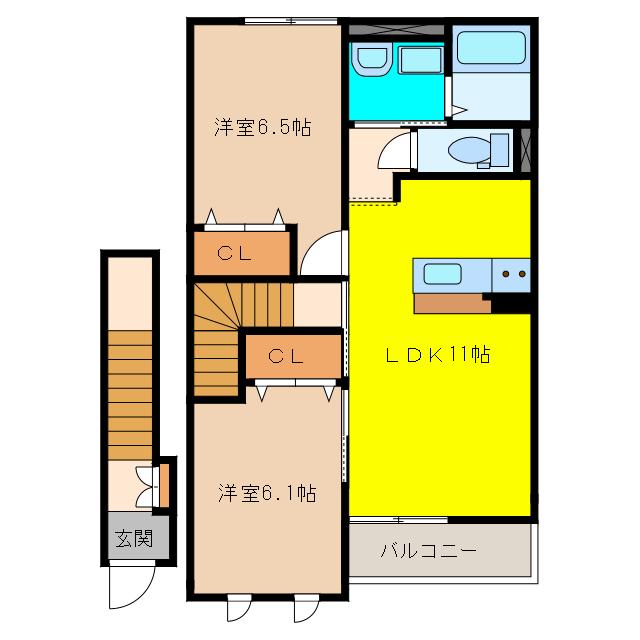 フェリーチェ(2LDK/2階)の間取り写真