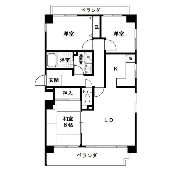 サザンピア泉北深井(3LDK/3階)の間取り写真