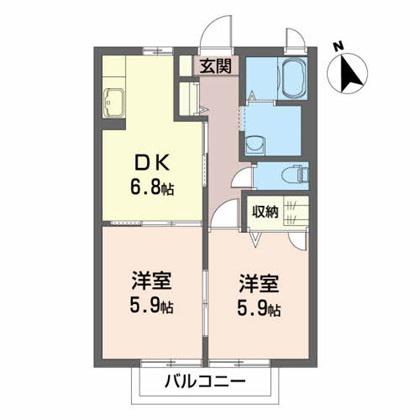 リジェール(2DK/1階)の間取り写真