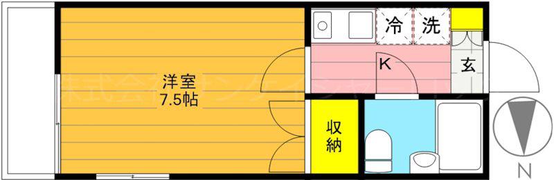 サンロード七番館別館(ワンルーム/2階)の間取り写真