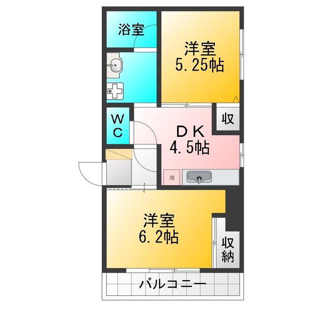 第9小野ビル(2DK/2階)の間取り写真