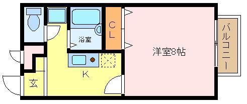 プレジール取石(1K/1階)の間取り写真