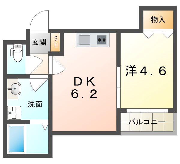 JOYFUL・HOUSE岡山東(1DK/1階)の間取り写真