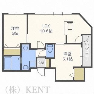 パーク北円山館イースト(2LDK/3階)の間取り写真
