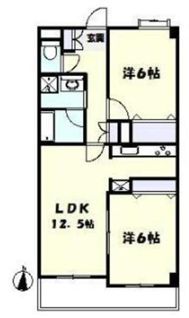 ベルコリンもえぎ野(2LDK/3階)の間取り写真