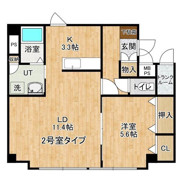 発寒サーティスI番館(1LDK/2階)の間取り写真