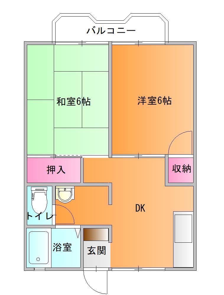 パレーシャルあこや(2DK/1階)の間取り写真