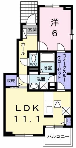 フェリースⅢ(1LDK/1階)の間取り写真