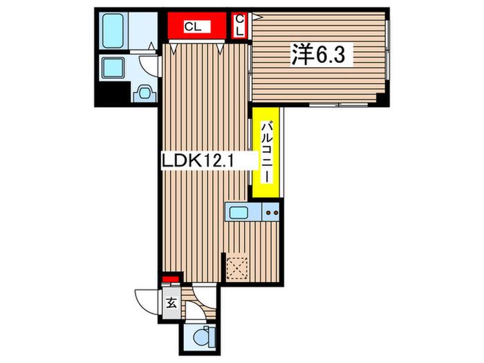 KENEDIX千葉中央(1LDK/8階)の間取り写真