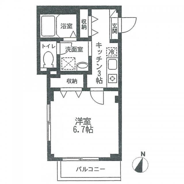テラスド代々木II(1K/1階)の間取り写真