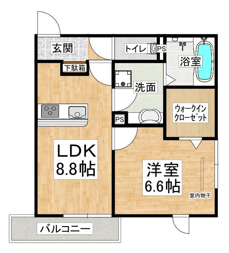 YKメゾン向陽(1LDK/1階)の間取り写真
