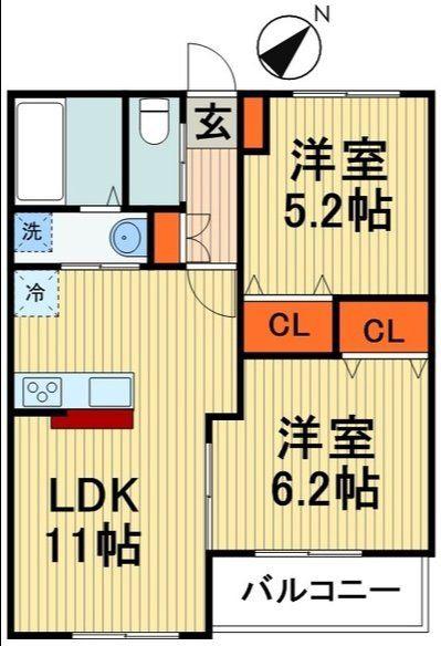 ソレイユ(2LDK/1階)の間取り写真