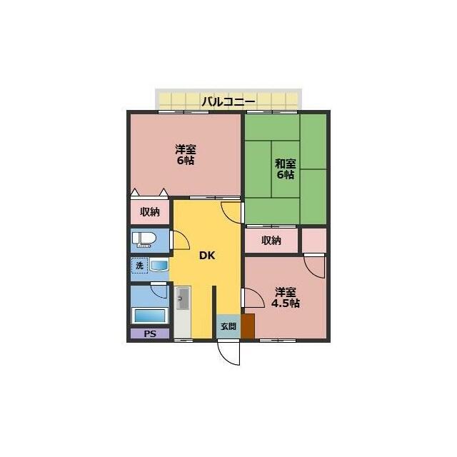 藤ハイツ(3DK/2階)の間取り写真