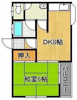 リビオン熊西(1DK/1階)の間取り写真