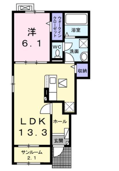 LE LIEN I(1LDK/1階)の間取り写真
