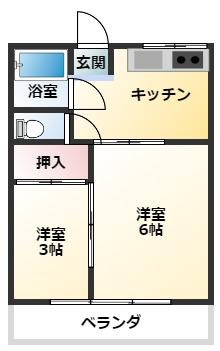 第1コーポマル光(2K/2階)の間取り写真