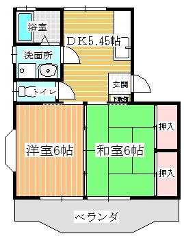 グリーンプラザQ(2DK/2階)の間取り写真