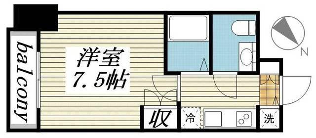 メゾンドヴィレ勝どき(1K/13階)の間取り写真
