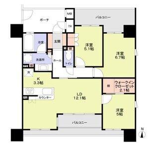 BELISTA御器所(3LDK/11階)の間取り写真