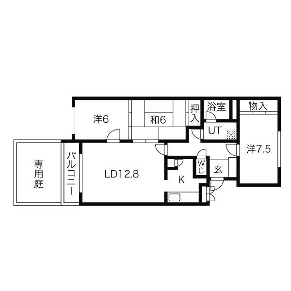 クレストヒルズ山鼻(3LDK/1階)の間取り写真