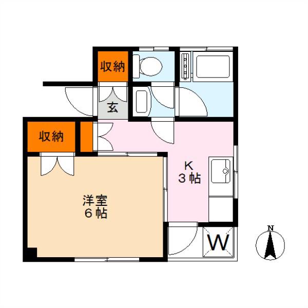 ハイツ村松I(1K/2階)の間取り写真