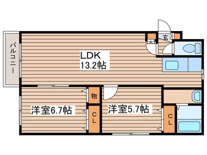 サファイアコート(2LDK/2階)の間取り写真