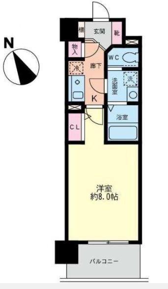 サンシエスタ鶴ヶ峰(1K/2階)の間取り写真
