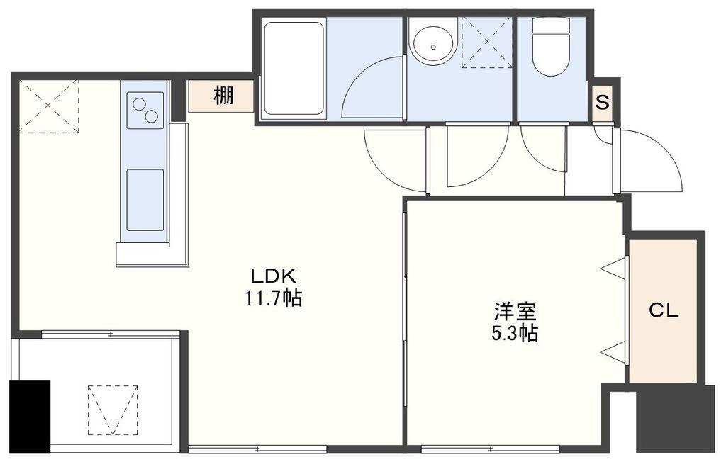 F FLAT DEJIMA(1LDK/4階)の間取り写真