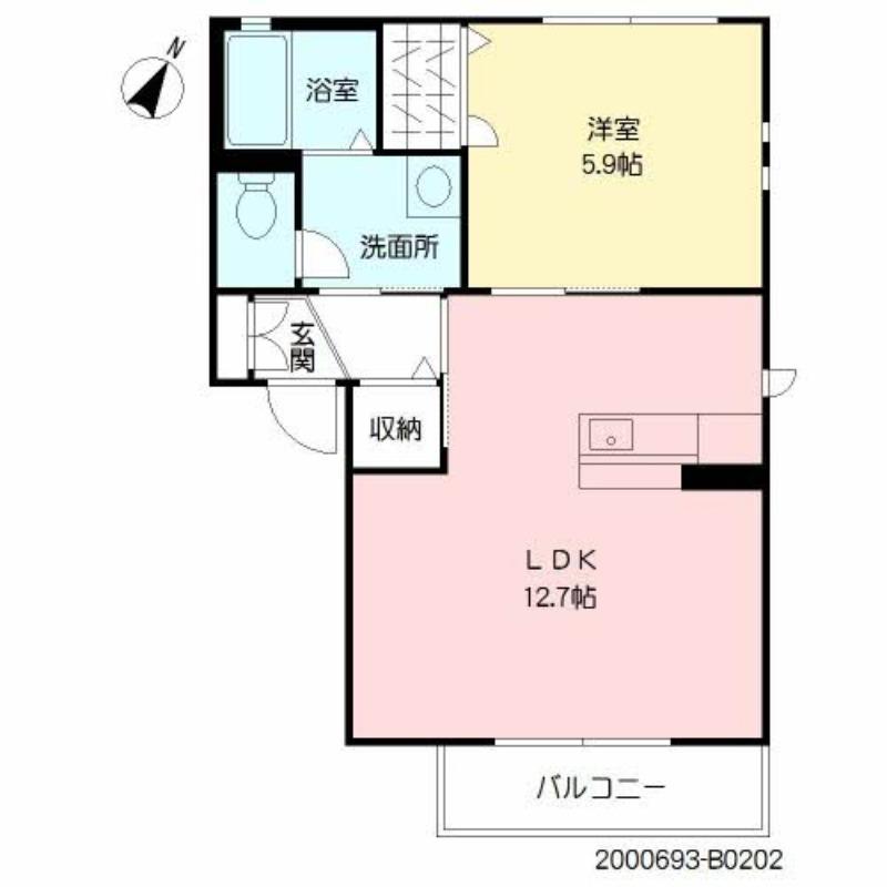 五ツ石の庄II(1LDK/2階)の間取り写真