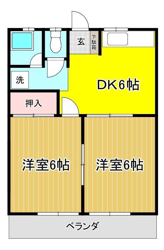 コーポマイフラワー(2DK/1階)の間取り写真