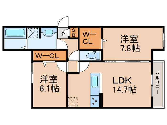 スペチアーレ巽中A棟(2LDK/3階)の間取り写真