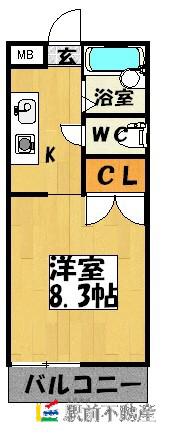 カーサビアンカ(1K/3階)の間取り写真