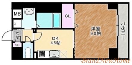 メゾン材木町(1DK/2階)の間取り写真