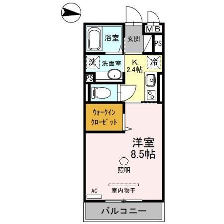 キャッスル西大宮(1K/2階)の間取り写真