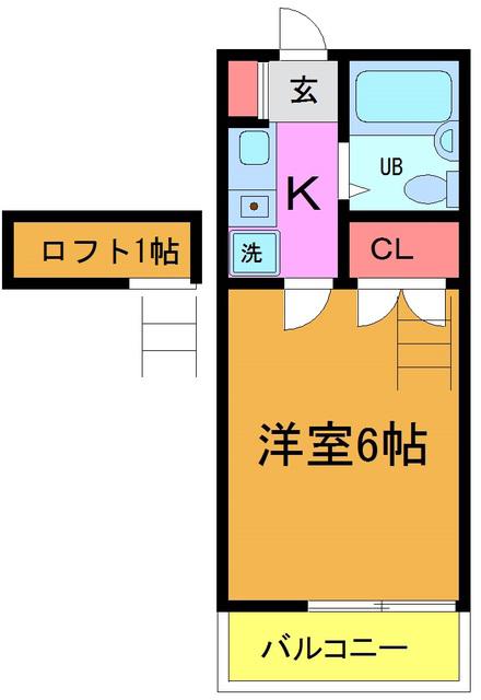 ベルメゾン(1K/2階)の間取り写真