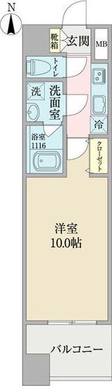 ヴィルクレア桜山(1K/2階)の間取り写真
