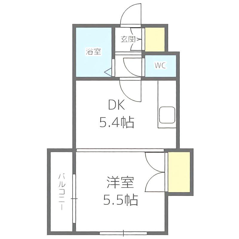 プレサント南2西19(1DK/4階)の間取り写真