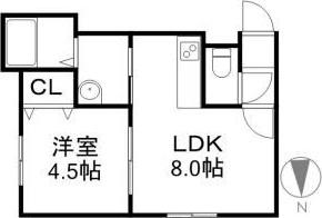 LACUS(1LDK/2階)の間取り写真