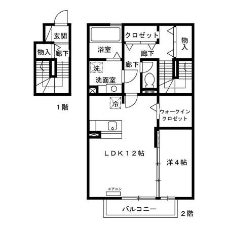 花水木 G棟(1LDK/2階)の間取り写真