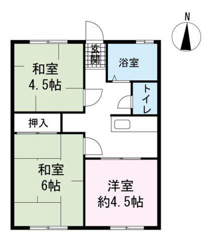 シティハイム白砂 B(2DK/1階)の間取り写真
