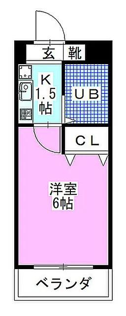 シティクレスト津田沼(1K/2階)の間取り写真