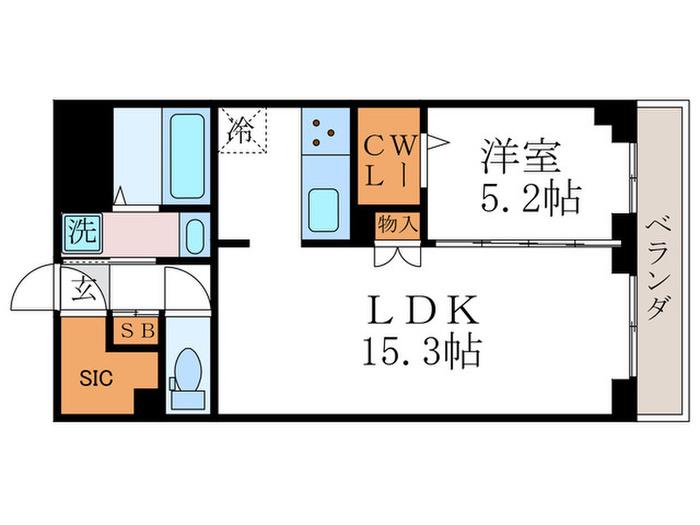 オリオン桂(1LDK/5階)の間取り写真