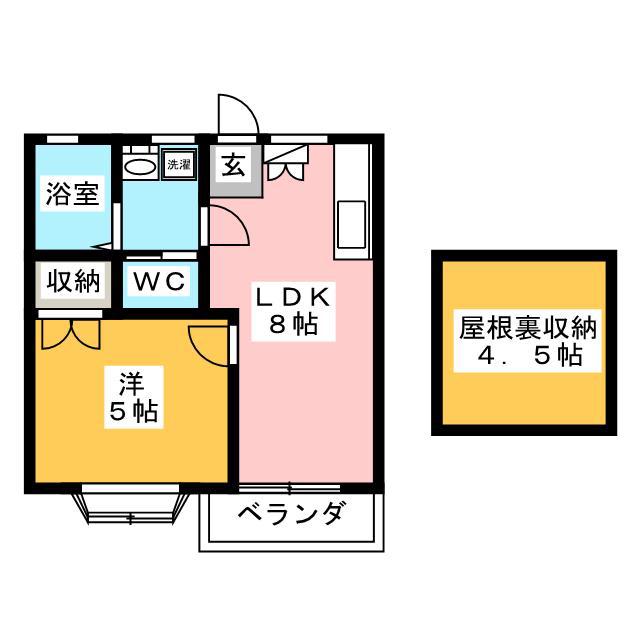 ソシアII(1LDK/2階)の間取り写真