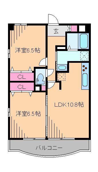 KAULANA イースト(2LDK/1階)の間取り写真