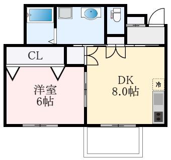 プレナス恵我之荘(1LDK/1階)の間取り写真