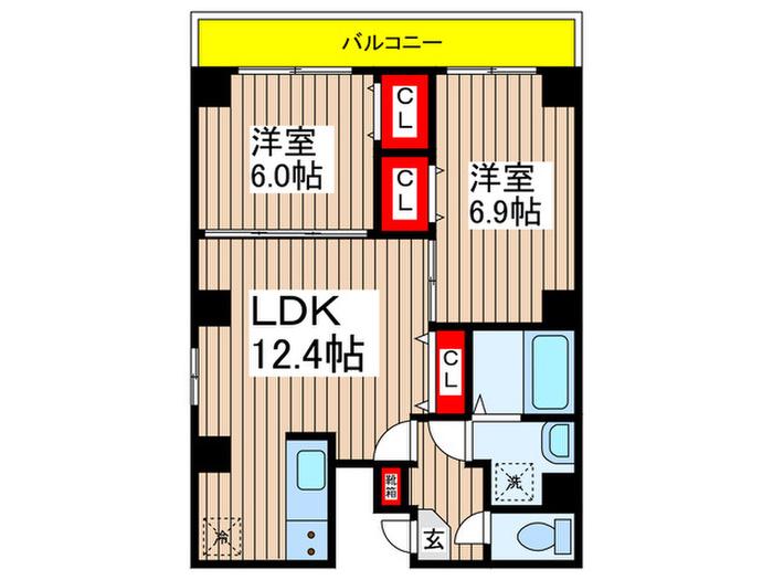 REST HIRAI(2LDK/6階)の間取り写真