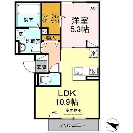 ルミエール クリハラG(1LDK/1階)の間取り写真