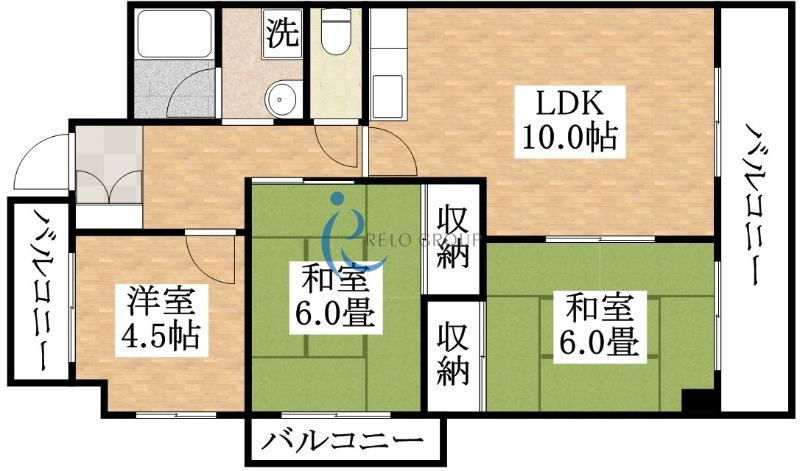 平野西レジデンス(3LDK/5階)の間取り写真