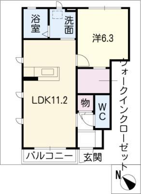ラスパ A棟(1LDK/1階)の間取り写真